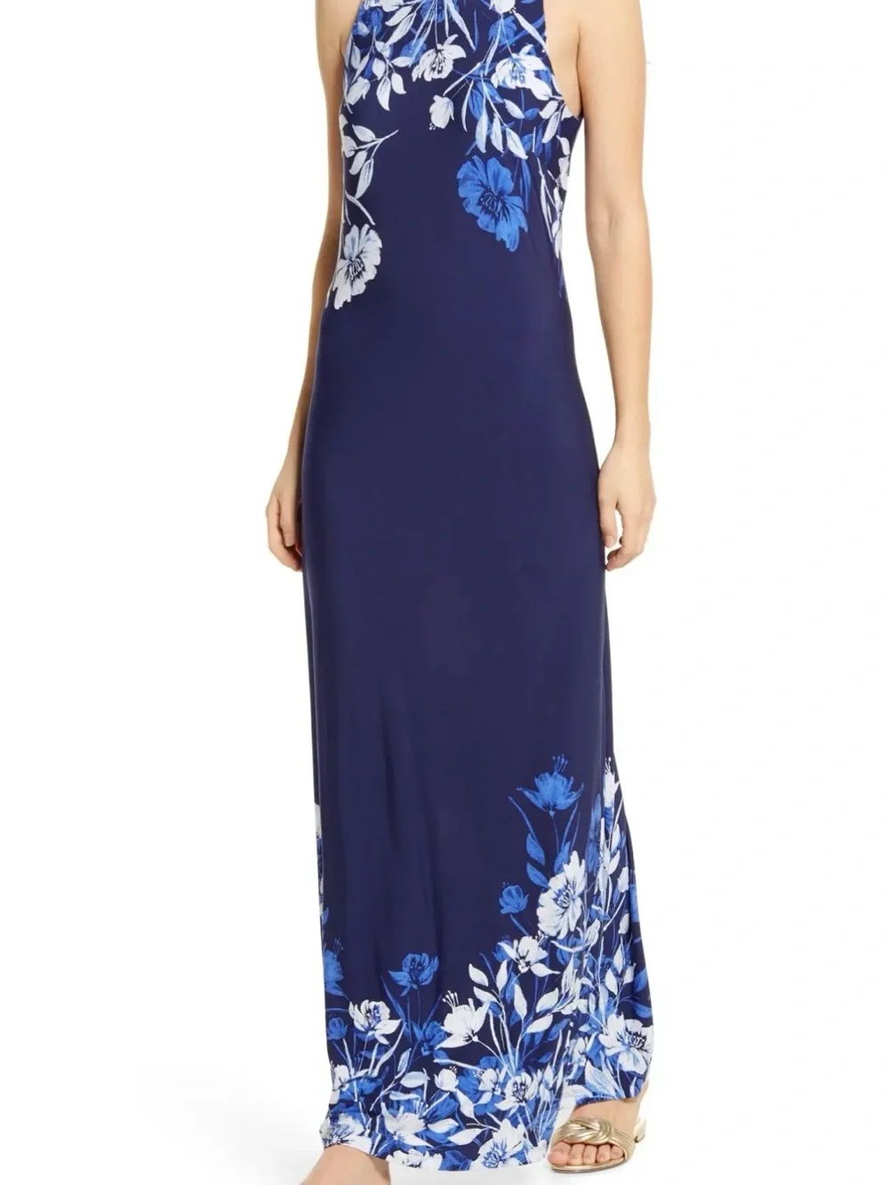 Tommy Bahama Flor Da Vida Maxi Dress Island Navy Floral Sleeveless Boho Large - Picture 1 of 7